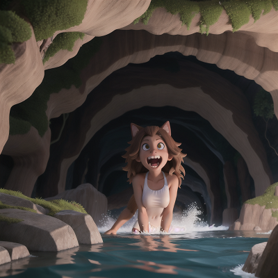 Image For Post Anime, swimming, cave, tornado, dog, werewolf, HD, 4K, AI Generated Art