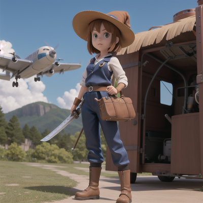 Image For Post Anime, mechanic, sword, airplane, witch, dog, HD, 4K, AI Generated Art