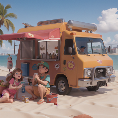 Image For Post Anime, beach, city, taco truck, mechanic, bigfoot, HD, 4K, AI Generated Art