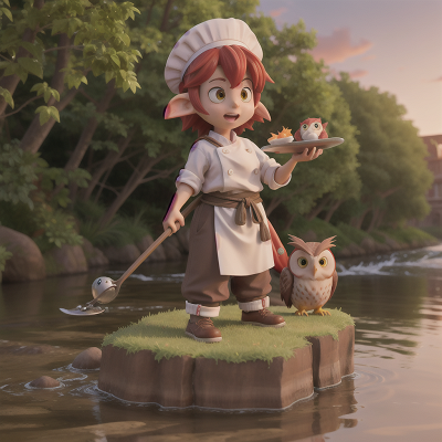 Image For Post Anime, river, chef, goblin, owl, phoenix, HD, 4K, AI Generated Art