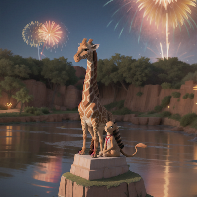Image For Post Anime, fireworks, sphinx, river, phoenix, giraffe, HD, 4K, AI Generated Art