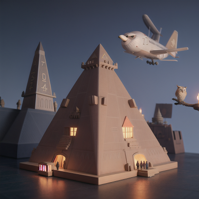 Image For Post Anime, owl, pyramid, tank, pirate ship, airplane, HD, 4K, AI Generated Art