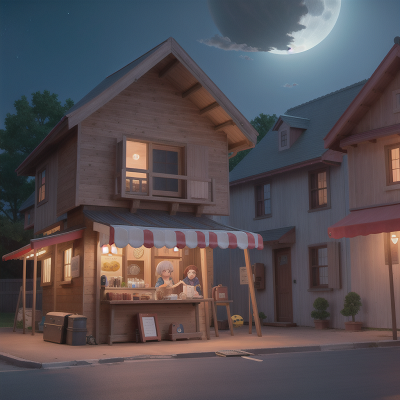Image For Post Anime, clock, hot dog stand, hidden trapdoor, moonlight, car, HD, 4K, AI Generated Art