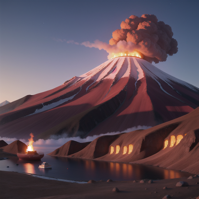 Image For Post Anime, submarine, mountains, snow, volcano, camera, HD, 4K, AI Generated Art
