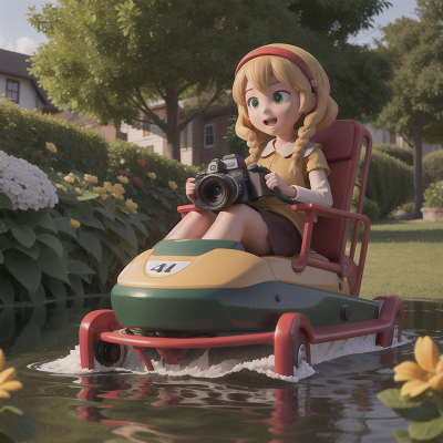 Image For Post Anime, camera, garden, sled, bus, flood, HD, 4K, AI Generated Art