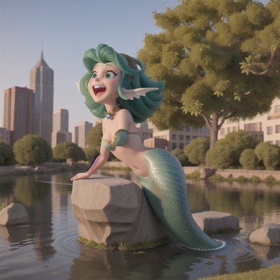 Image For Post Anime, city, alien, swamp, laughter, mermaid, HD, 4K, AI Generated Art