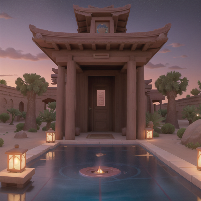 Image For Post Anime, success, desert oasis, space station, hidden trapdoor, temple, HD, 4K, AI Generated Art
