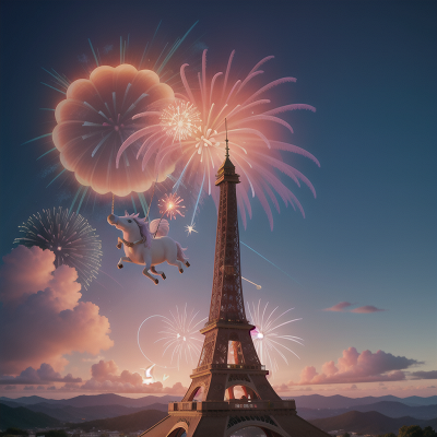 Image For Post Anime, fireworks, tower, unicorn, solar eclipse, dancing, HD, 4K, AI Generated Art