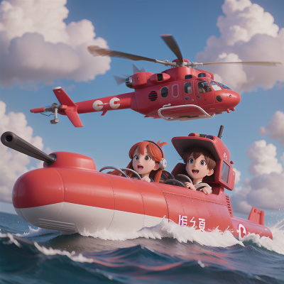 Image For Post Anime, joy, key, helicopter, submarine, thunder, HD, 4K, AI Generated Art