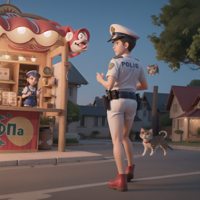 Image For Post Anime, police officer, fish, cat, key, carnival, HD, 4K, AI Generated Art
