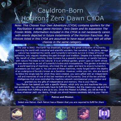 Image For Post Cauldron Born - A Horizon Zero Dawn cyoa by ZeroAnon from /tg/