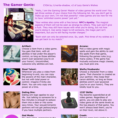 Image For Post The Gamer Genie CYOA by verite-shadow
