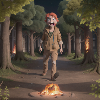 Image For Post Anime, zombie, laughter, bus, volcanic eruption, forest, HD, 4K, AI Generated Art