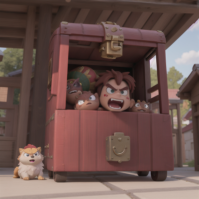 Image For Post Anime, treasure chest, anger, griffin, bus, ninja, HD, 4K, AI Generated Art