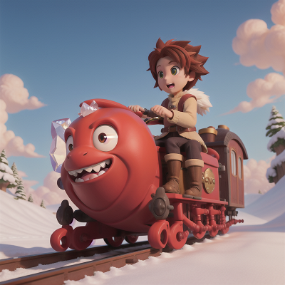 Image For Post Anime, wind, sled, crystal ball, train, dragon, HD, 4K, AI Generated Art