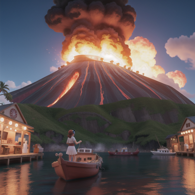 Image For Post Anime, scientist, virtual reality, volcano, boat, market, HD, 4K, AI Generated Art