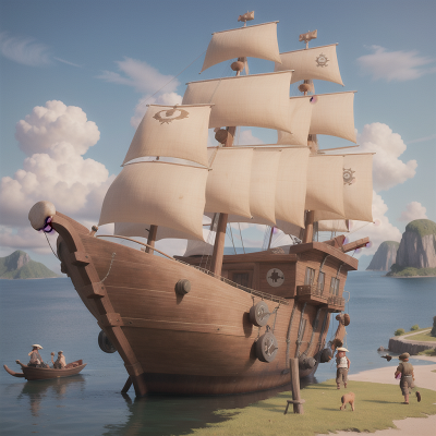 Image For Post Anime, island, pirate ship, bicycle, cowboys, swamp, HD, 4K, AI Generated Art