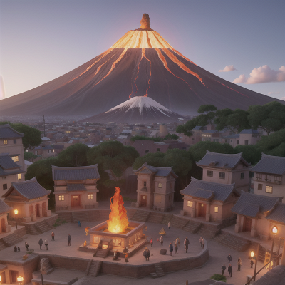 Image For Post Anime, city, accordion, volcano, temple, archaeologist, HD, 4K, AI Generated Art