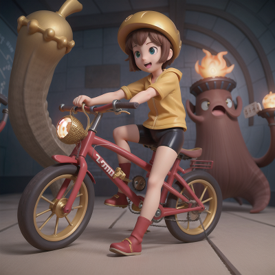 Image For Post Anime, sword, bicycle, golden egg, submarine, kraken, HD, 4K, AI Generated Art