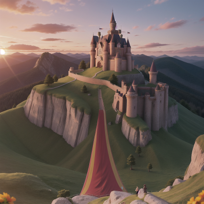 Image For Post Anime, circus, mountains, sunrise, castle, witch, HD, 4K, AI Generated Art
