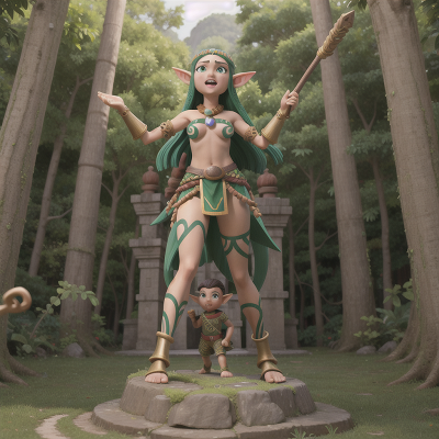 Image For Post Anime, tribal warriors, statue, jungle, elf, tower, HD, 4K, AI Generated Art