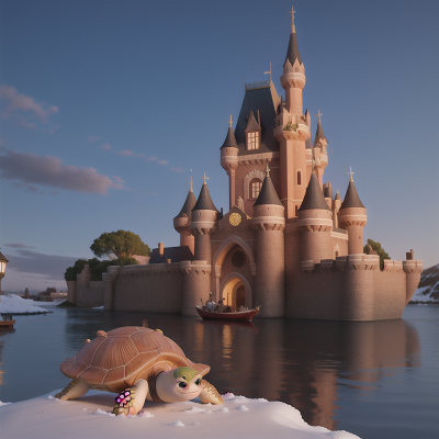 Image For Post Anime, castle, turtle, boat, scientist, snow, HD, 4K, AI Generated Art