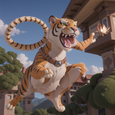 Image For Post Anime, bravery, sabertooth tiger, teleportation device, flying carpet, laughter, HD, 4K, AI Generated Art