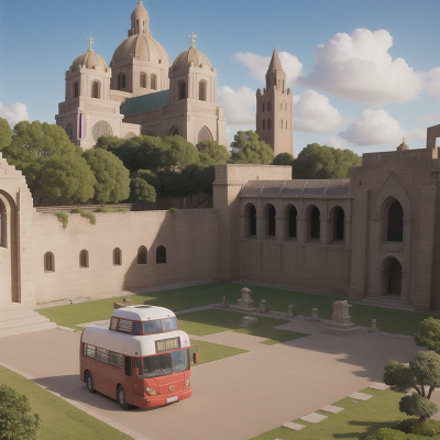Image For Post Anime, gladiator, temple, bus, cathedral, hovercraft, HD, 4K, AI Generated Art