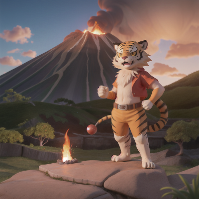 Image For Post Anime, school, sabertooth tiger, volcano, golden egg, drought, HD, 4K, AI Generated Art