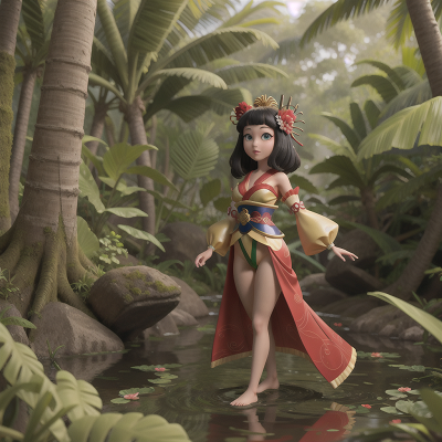 Image For Post Anime, beach, princess, jungle, geisha, swamp, HD, 4K, AI Generated Art