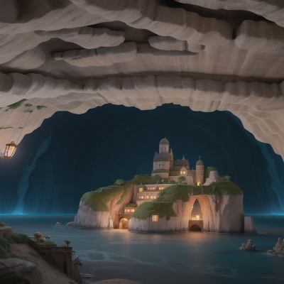 Image For Post Anime, storm, city, cave, underwater city, boat, HD, 4K, AI Generated Art