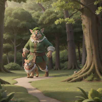 Image For Post Anime, forest, dog, ogre, park, elf, HD, 4K, AI Generated Art