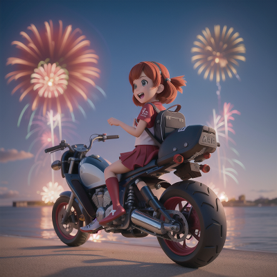Image For Post Anime, school, whale, motorcycle, fireworks, joy, HD, 4K, AI Generated Art