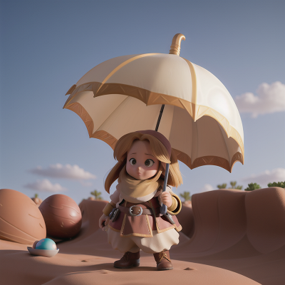Image For Post Anime, umbrella, desert, shield, golden egg, dwarf, HD, 4K, AI Generated Art