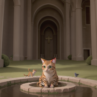 Image For Post Anime, teleportation device, cat, drought, cathedral, bird, HD, 4K, AI Generated Art