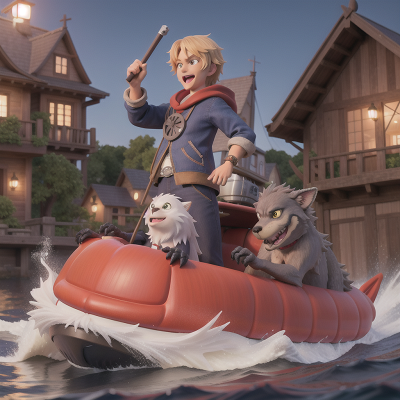 Image For Post Anime, boat, hovercraft, turtle, werewolf, map, HD, 4K, AI Generated Art
