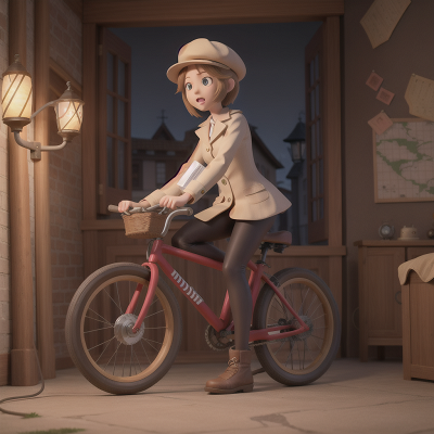 Image For Post Anime, bicycle, thunder, detective, map, lamp, HD, 4K, AI Generated Art