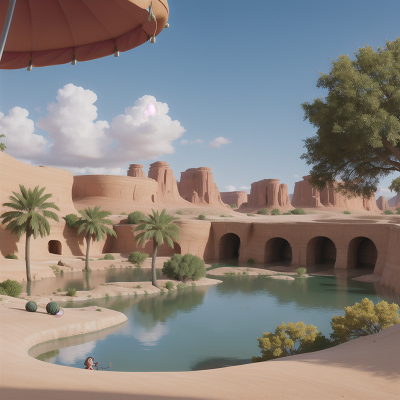Image For Post Anime, chimera, park, circus, desert oasis, flood, HD, 4K, AI Generated Art