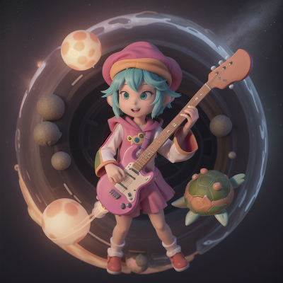 Image For Post Anime, bubble tea, wizard's hat, electric guitar, space, turtle, HD, 4K, AI Generated Art