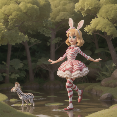Image For Post Anime, dancing, zebra, queen, rabbit, swamp, HD, 4K, AI Generated Art