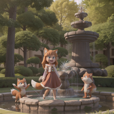 Image For Post Anime, fountain, bigfoot, joy, crystal, fox, HD, 4K, AI Generated Art