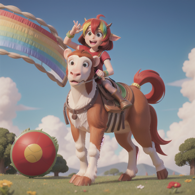 Image For Post Anime, centaur, rainbow, monkey, shield, farmer, HD, 4K, AI Generated Art