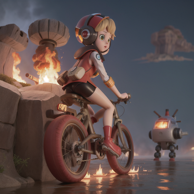 Image For Post Anime, drought, robot, bicycle, submarine, fire, HD, 4K, AI Generated Art