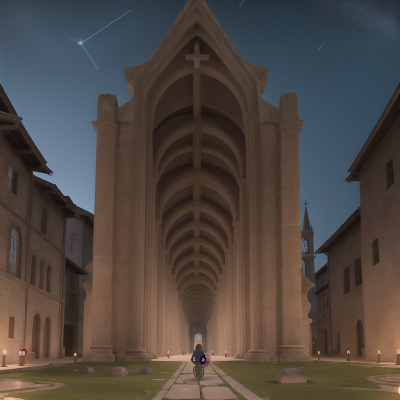 Image For Post Anime, cathedral, bicycle, ancient scroll, stars, maze, HD, 4K, AI Generated Art