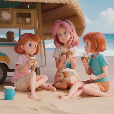 Image For Post Anime Art, Three childhood friends, pink-haired shy girl, orange-haired tomboy