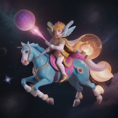Image For Post Anime Art, Gallant cosmic prince, hair adorned with miniature galaxies, on a glowing comet racing through the cosmos