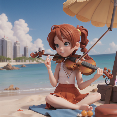 Image For Post Anime, violin, beach, city, monkey, key, HD, 4K, AI Generated Art