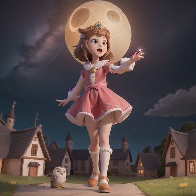Image For Post Anime, singing, space, owl, village, princess, HD, 4K, AI Generated Art