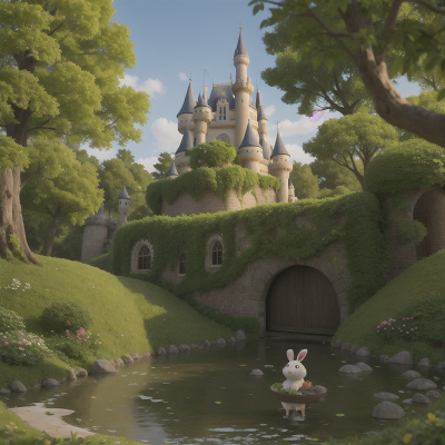 Image For Post Anime, forest, castle, market, fairy, rabbit, HD, 4K, AI Generated Art