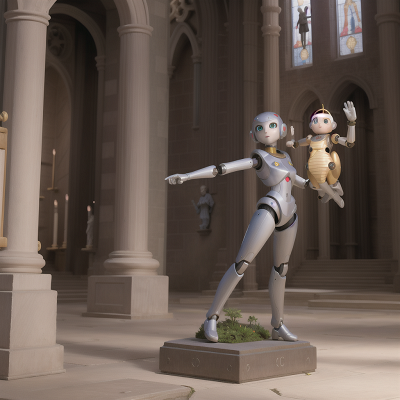 Image For Post Anime, space, statue, robot, cathedral, dancing, HD, 4K, AI Generated Art